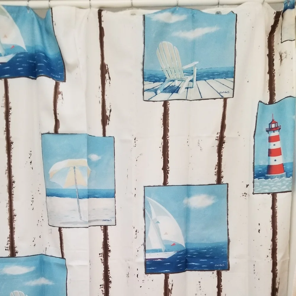 For The Bath Costal Scenes Shower Curtain